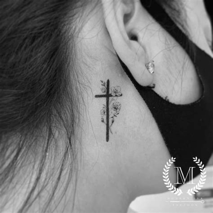 Behind-the-Ear Cross Tattoos: A Feminine Symbol Of Faith, Grace, And Strength